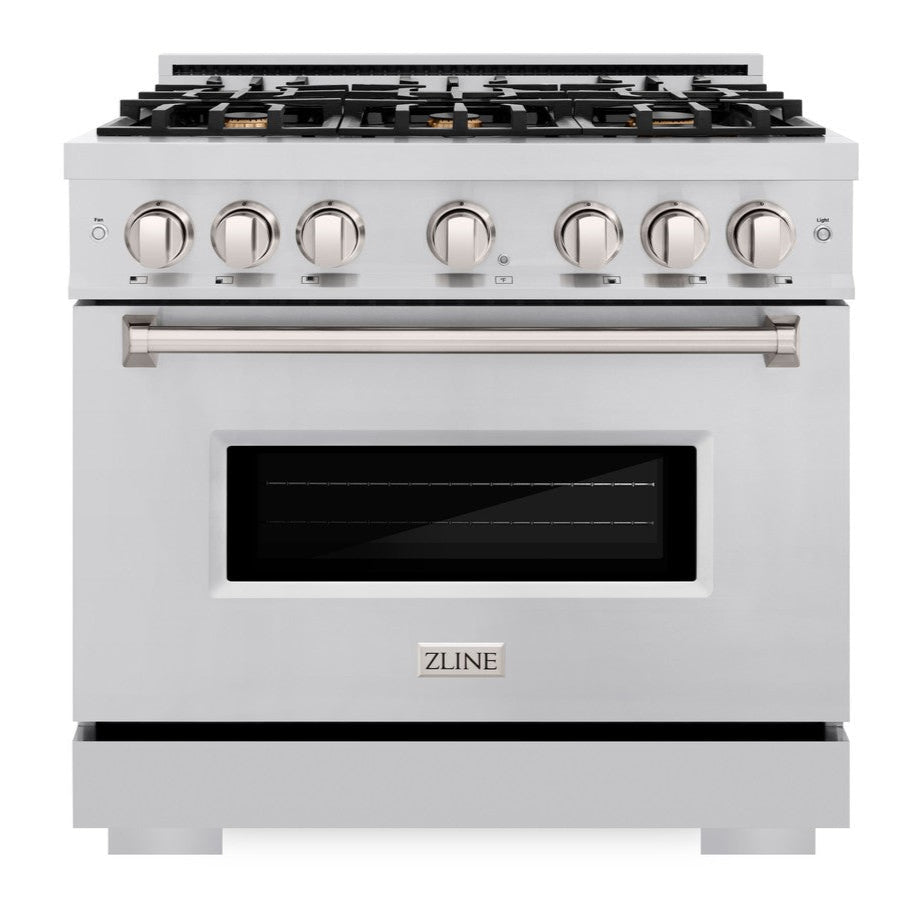 ZLINE 36 in. Gas Range with Convection Gas Oven, 5.2 cu. ft. Capacity, 6 Brass Burners, Stainless Steel, MODEL CGR-BR-36