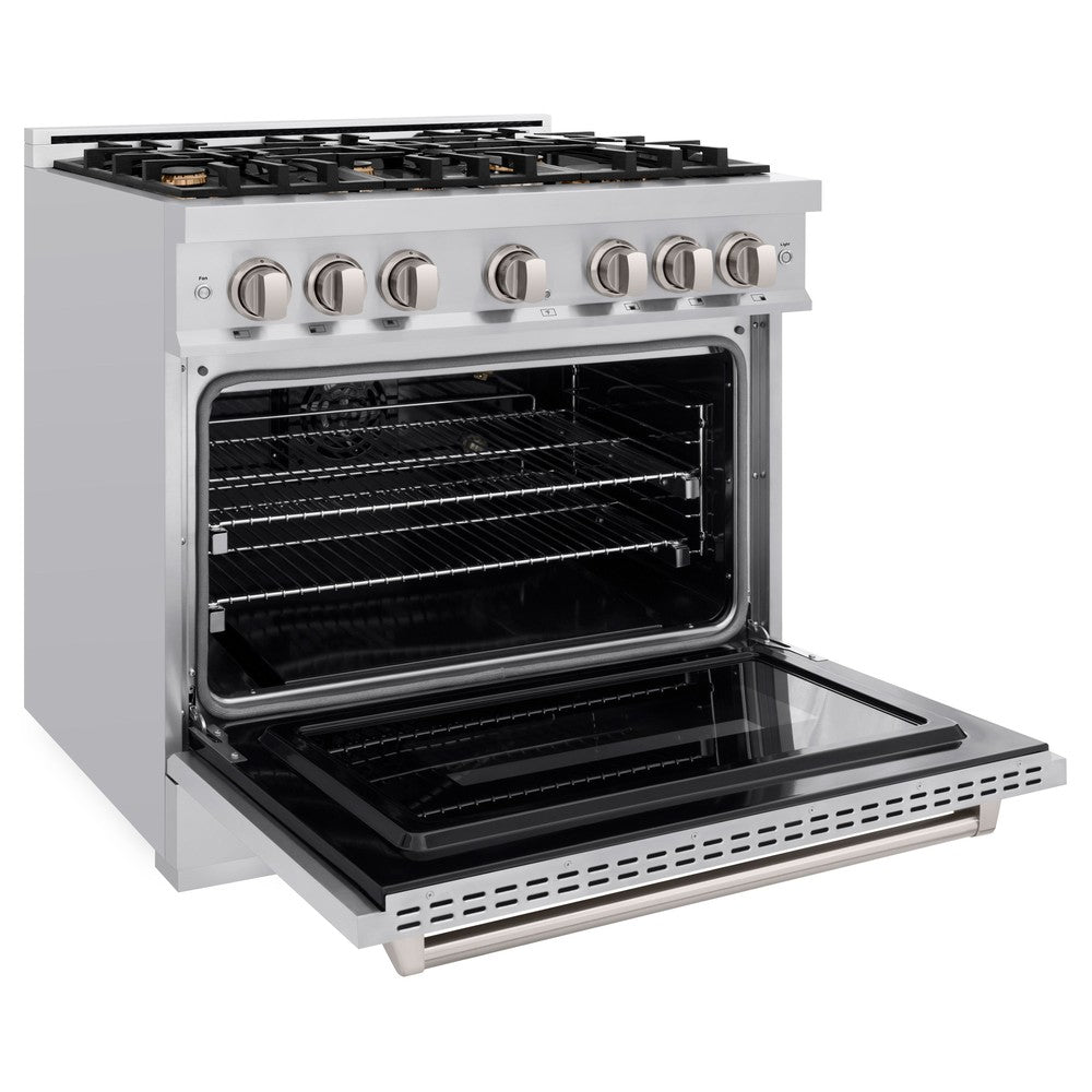 ZLINE 36 in. Gas Range with Convection Gas Oven, 5.2 cu. ft. Capacity, 6 Brass Burners, Stainless Steel, MODEL CGR-BR-36