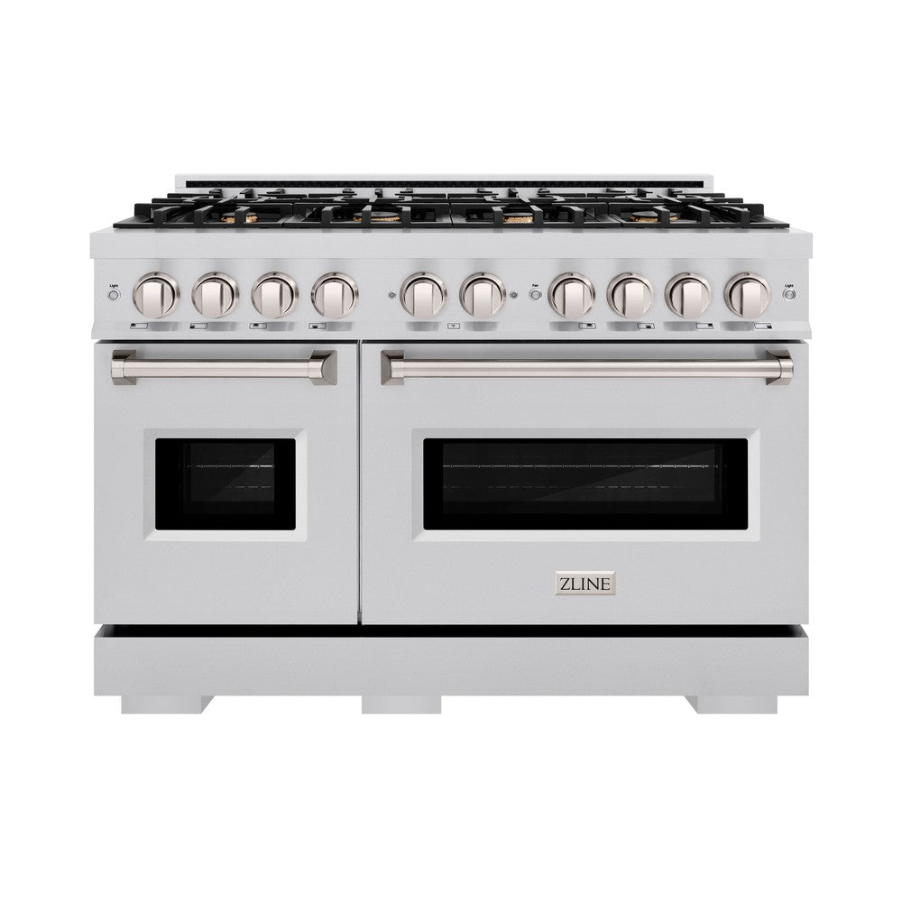 ZLINE 48 in. Classic Double Oven Gas Range with 8 Brass Burners, 6.7 cu. ft., Stainless Steel, MODEL CGR-BR-48