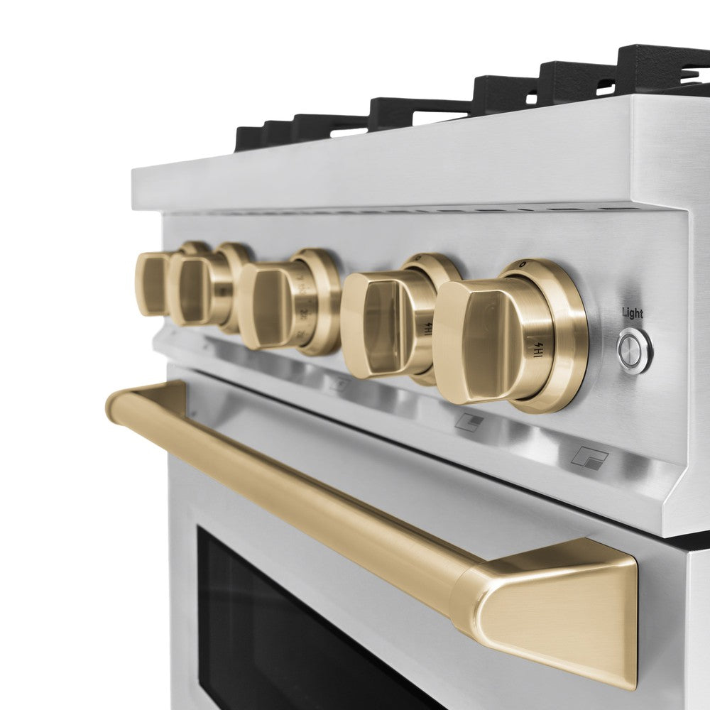 ZLINE 30 in. Gas Range 4.2 cu. ft. 4 Burners Stainless Steel with Champagne Bronze Accents (CGRZ-30-CB)