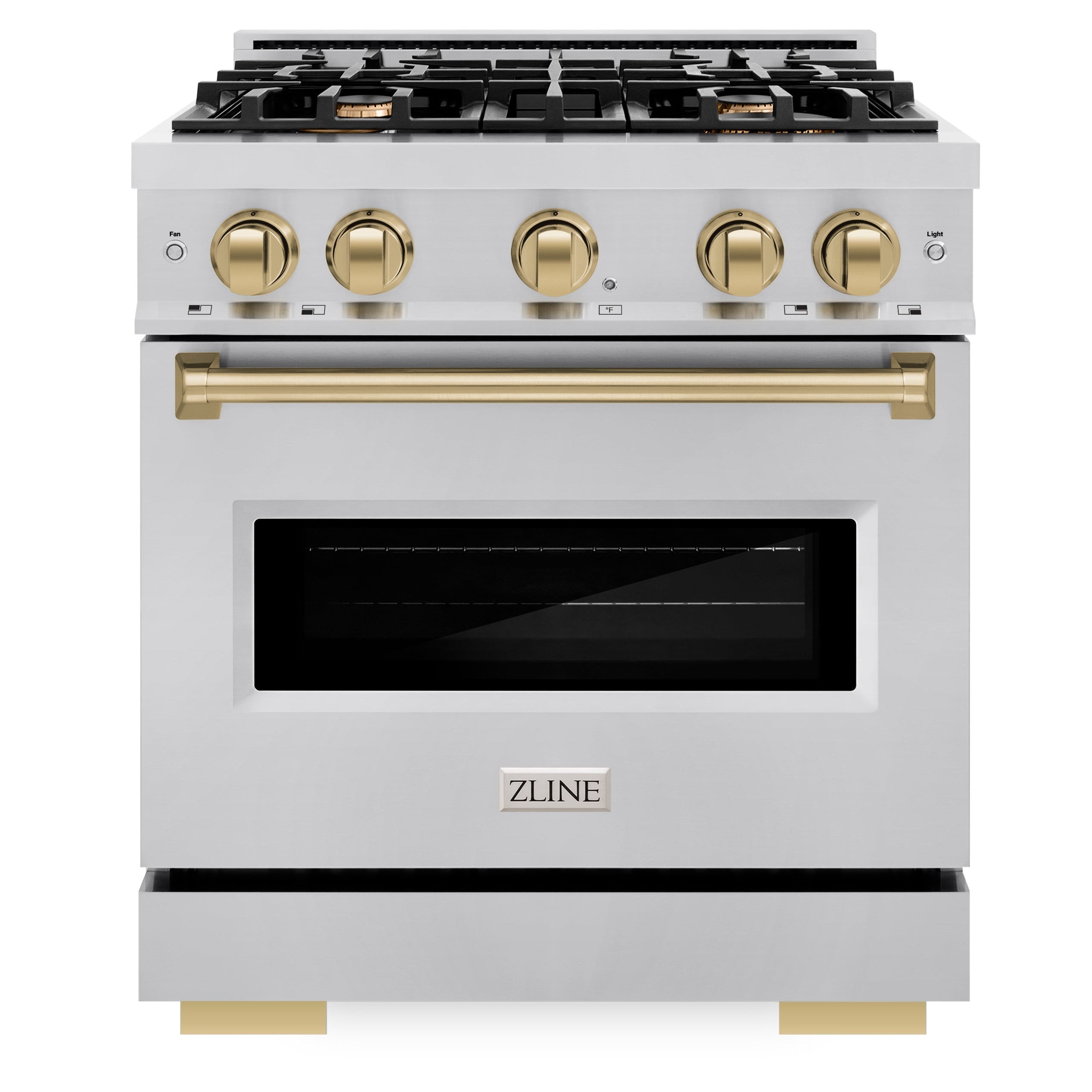 ZLINE 30 in. Gas Range 4.2 cu. ft. 4 Burners Stainless Steel with Champagne Bronze Accents (CGRZ-30-CB)