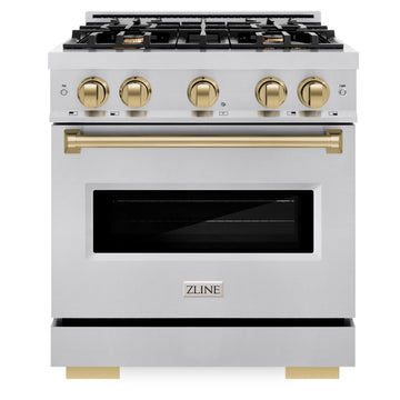 ZLINE 30 in. Gas Range 4.2 cu. ft. 4 Burners Stainless Steel with Champagne Bronze Accents (CGRZ-30-CB)