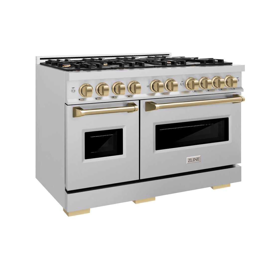 ZLINE 48 in. Gas Range Double Oven 6.7 cu. ft. 8 Burners Stainless Steel with Champagne Bronze Accents (CGRZ-48-CB)