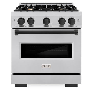 ZLINE 30 in. Gas Range 4.2 cu. ft. 4 Burner Stainless Steel with Matte Black Accents (CGRZ-30-MB)