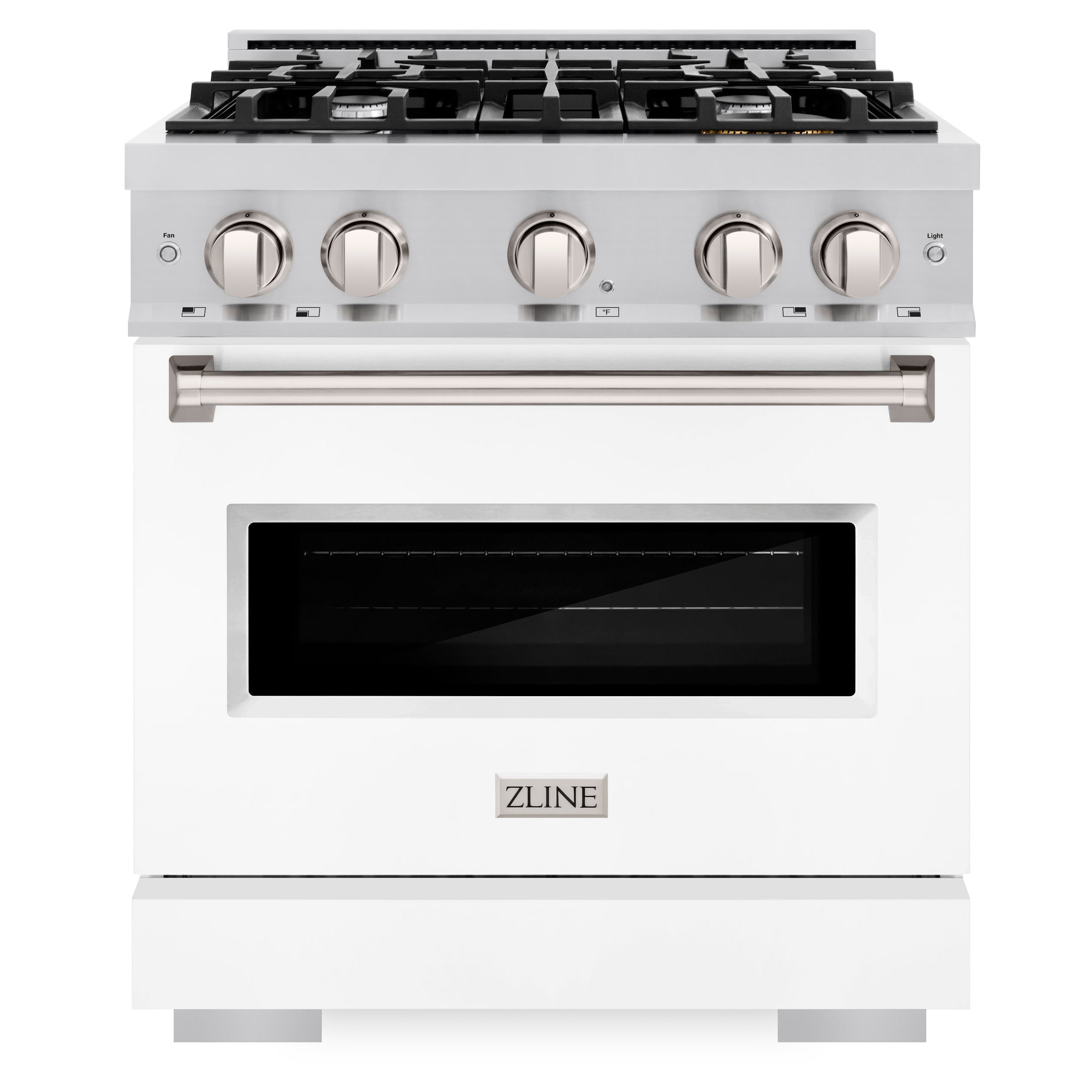 ZLINE 30 in. Classic Dual Fuel Range with 4 Gas Burners and Electric Convection Oven, 4.2 cu. ft., Stainless Steel with White Matte Door (CDR-WM-30)