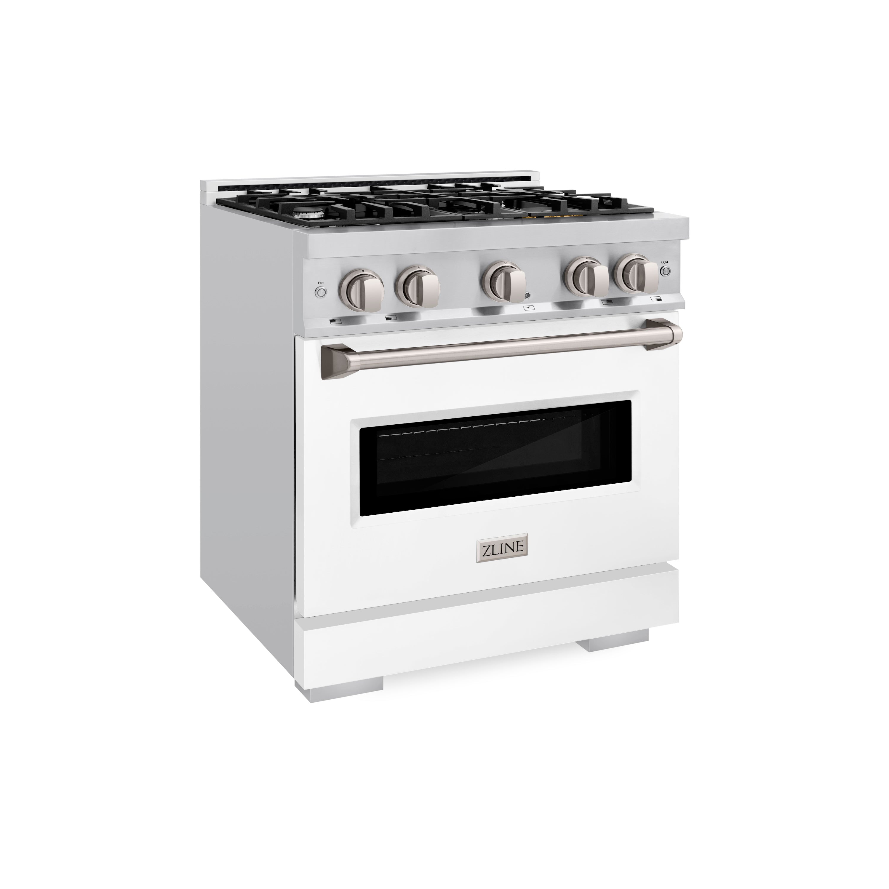 ZLINE 30 in. Classic Dual Fuel Range with 4 Gas Burners and Electric Convection Oven, 4.2 cu. ft., Stainless Steel with White Matte Door (CDR-WM-30)