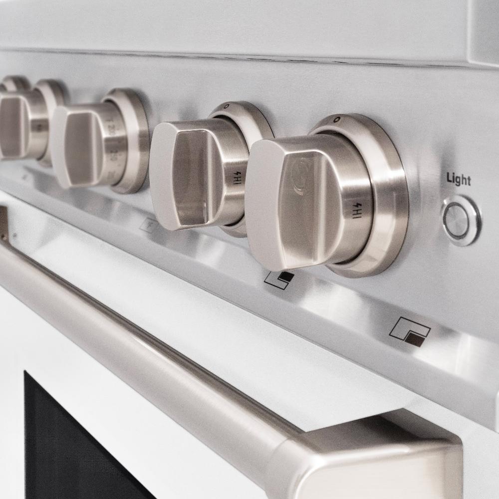 ZLINE 30 in. Classic Dual Fuel Range with 4 Gas Burners and Electric Convection Oven, 4.2 cu. ft., Stainless Steel with White Matte Door (CDR-WM-30)