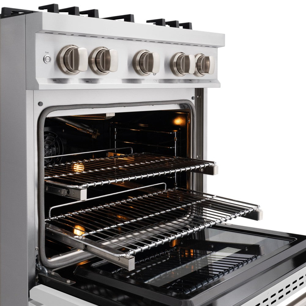 ZLINE 30 in. Gas Range 4.2 cu. ft. 4 Burner Cooktop Convection Oven Stainless Steel with White Matte Door, MODEL CGR-WM-30