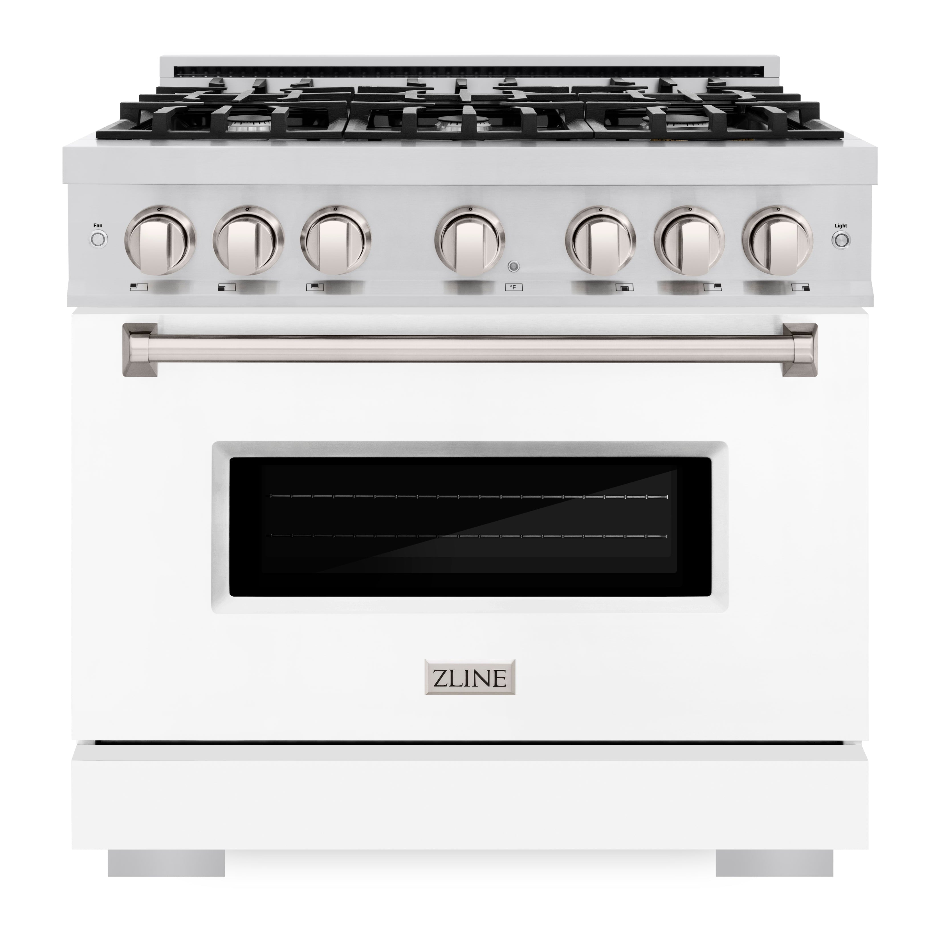 ZLINE 36 in. Classic Gas Range with 6 Burners, 5.2 cu. ft. Oven Capacity, Stainless Steel with White Matte Door (CGR-WM-36)