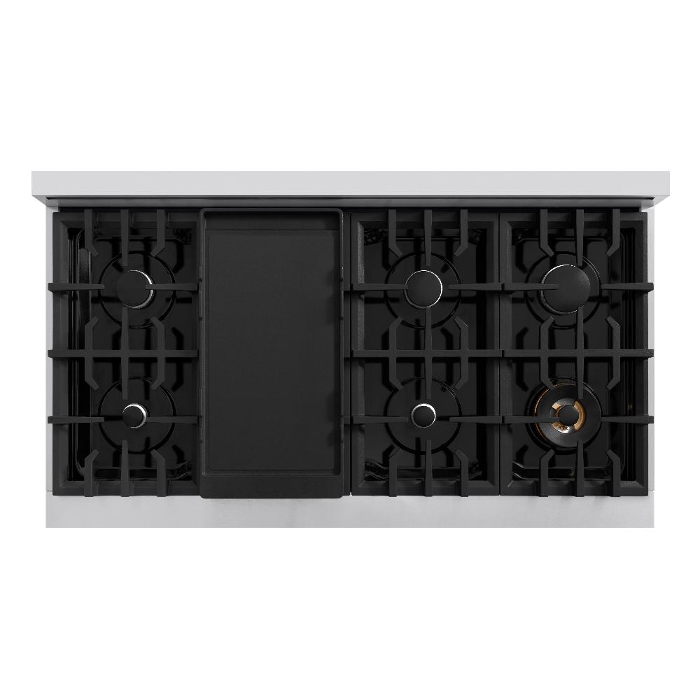 ZLINE 48 in. 6.7 cu. ft. Classic Double Oven Gas Range with 8 Burners, Stainless Steel with White Matte Doors (CGR-WM-48)