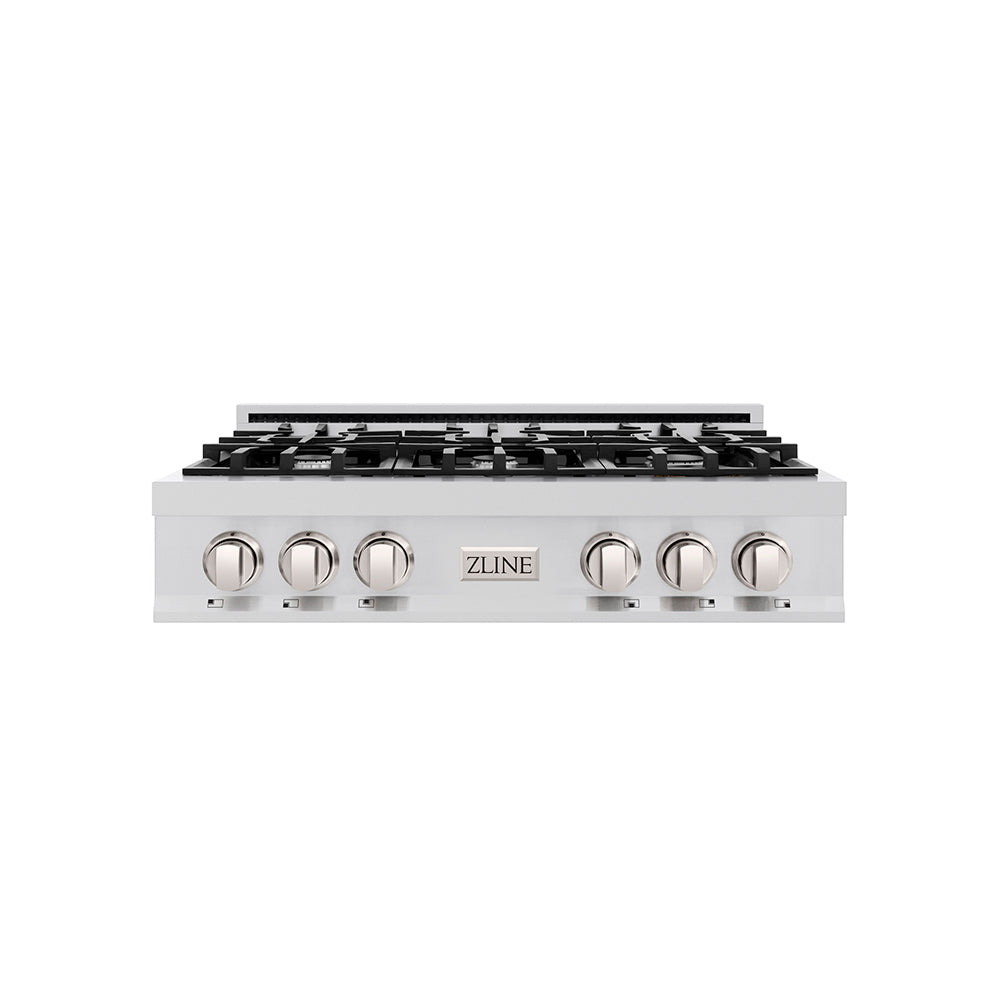 ZLINE 36" Rangetop in Stainless Steel with 6 Gas Burners and Griddle, RT-GR-36