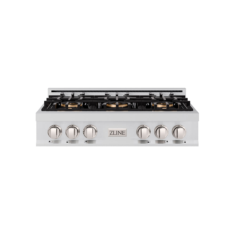 ZLINE 36" Classic Gas Rangetop with 6 Burner DuoPro™ Cooktop in Stainless Steel, PCRT36