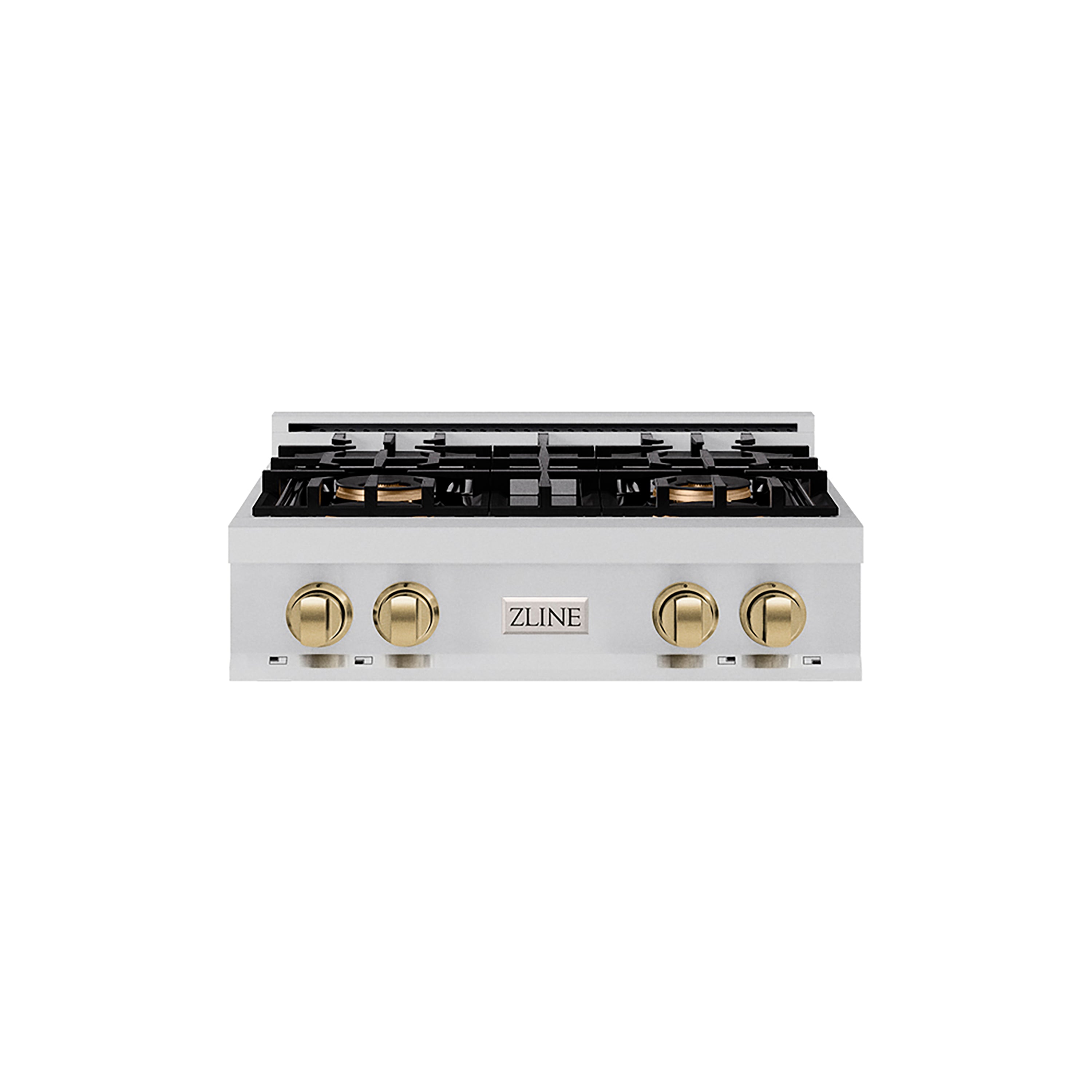 ZLINE Autograph Edition 30" Classic Gas Rangetop with 4 Burner DuoPro™ Cooktop in Stainless Steel and Champagne Bronze Accents, PCRTZ-30-CB