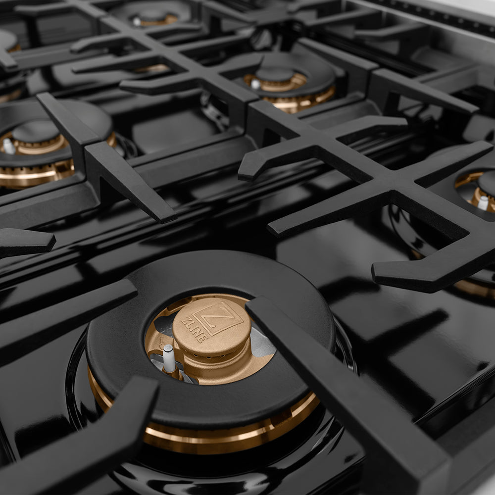 ZLINE Autograph 48" Classic Gas Rangetop with 8 Burner DuoPro™ Cooktop in Stainless Steel and Champagne Bronze Accents, PCRTZ-48-CB