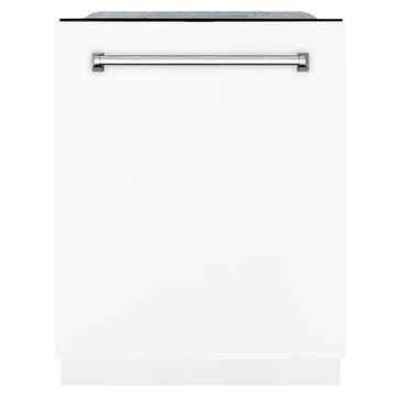 ZLINE 24-Inch Top Control Dishwasher with 3rd Rack, White Matte, 45 dBA, DWMT-WM-24