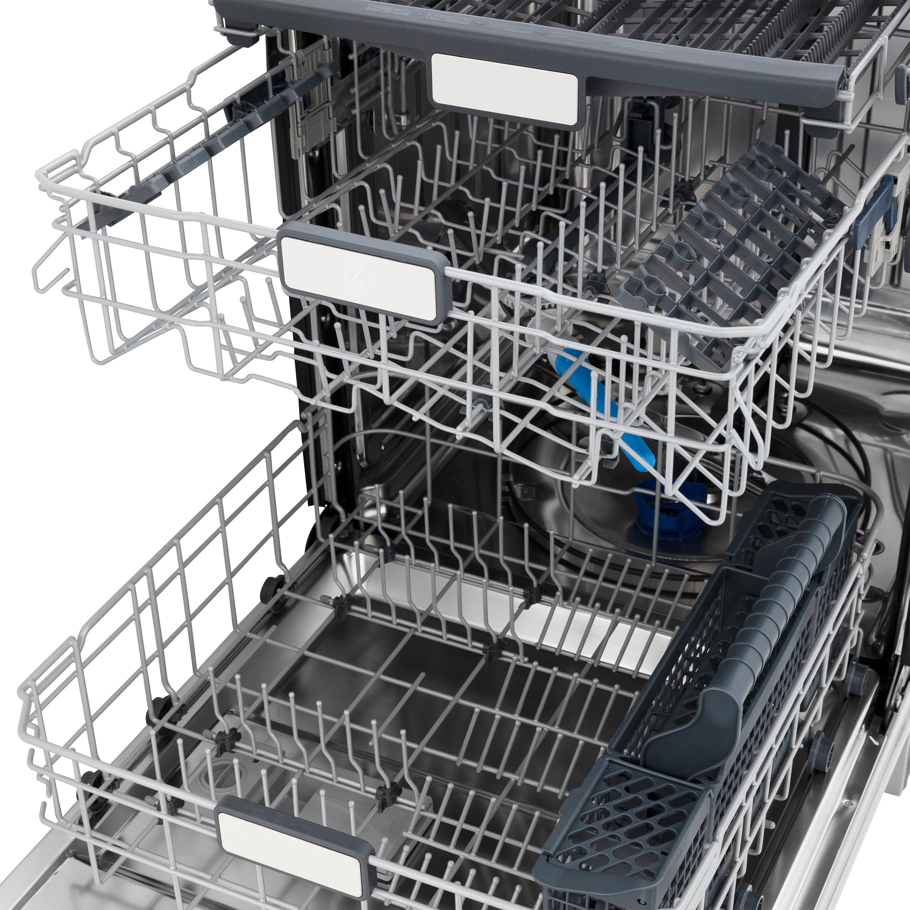ZLINE Autograph 24 in. Tall Tub Dishwasher with 3rd Rack, Top Touch Controls, Satin Stainless Steel, Champagne Bronze Handle, 45 dBA, DWMTZ-SN-24-CB