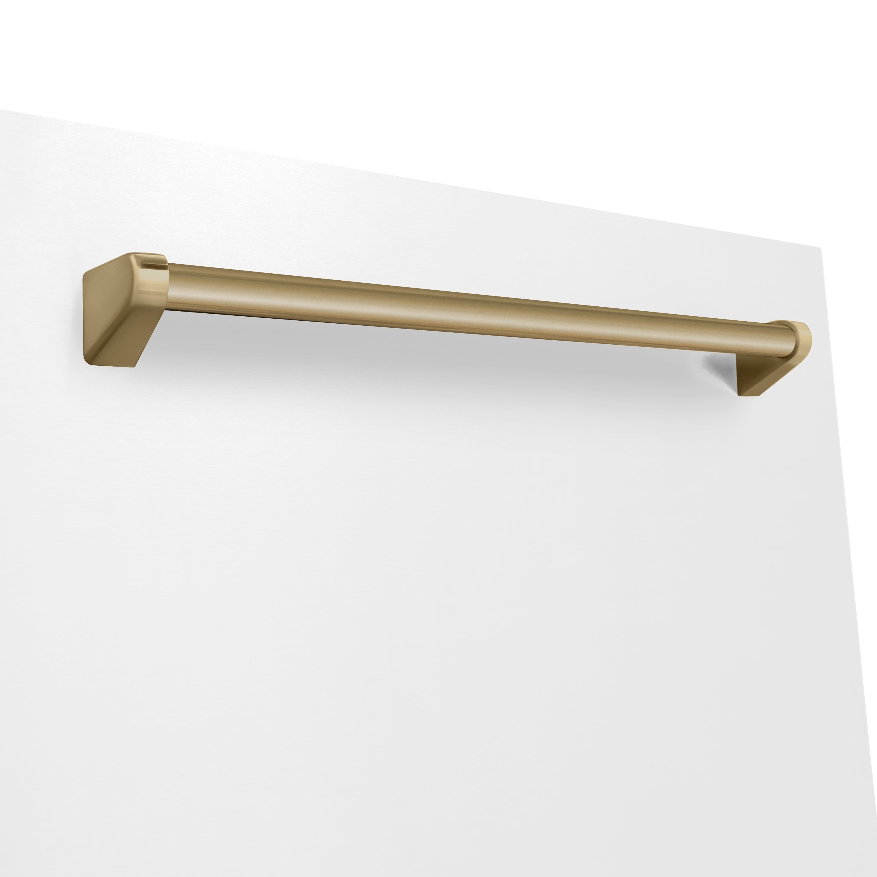 ZLINE Autograph Edition 24-Inch Tall Built-In Dishwasher with Touch Controls, White Matte, Champagne Bronze Handle, DWMTZ-WM-24-CB
