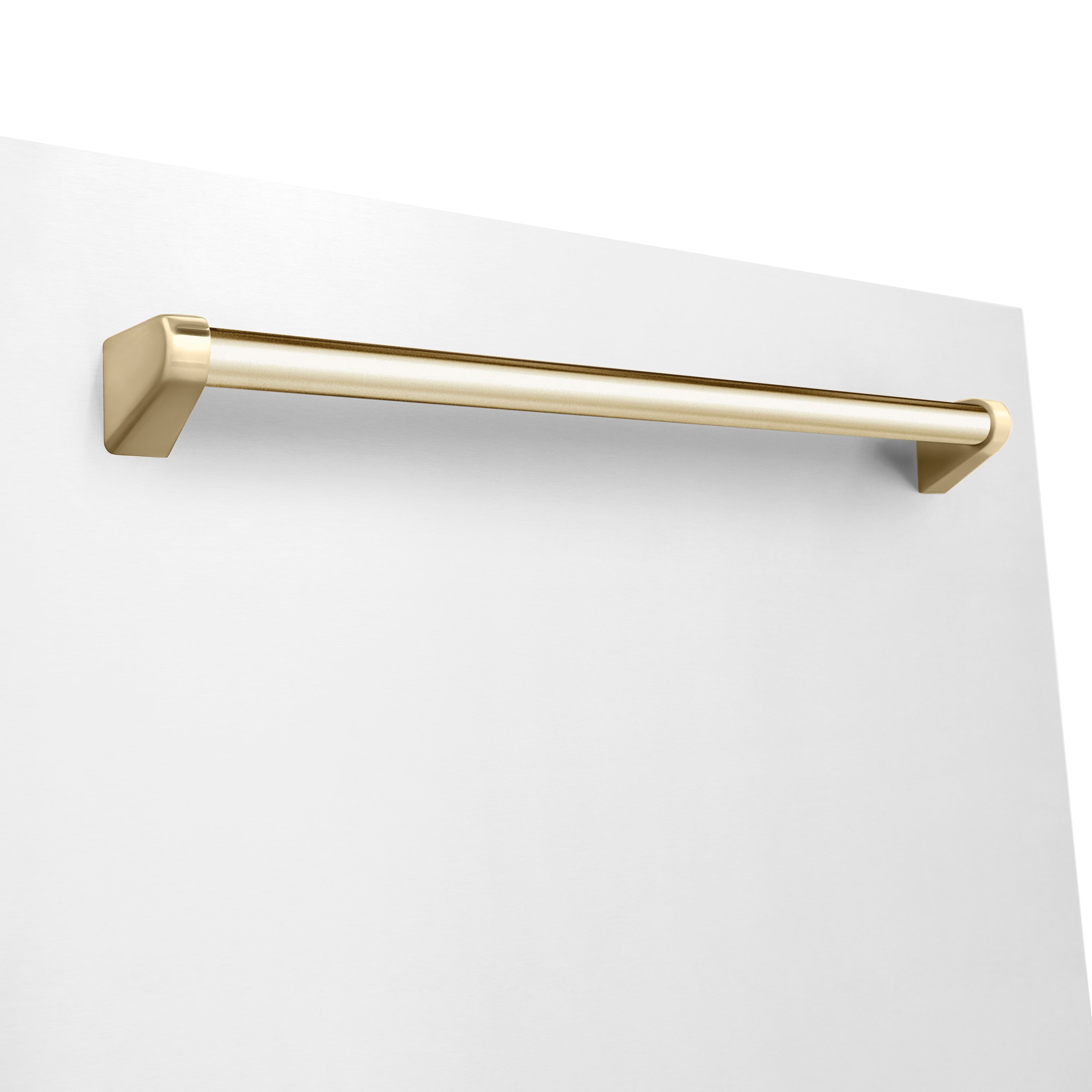 ZLINE Autograph Edition 24-Inch Tall Built-In Dishwasher with Touch Controls, White Matte Finish, Gold Handle, DWMTZ-WM-24-G
