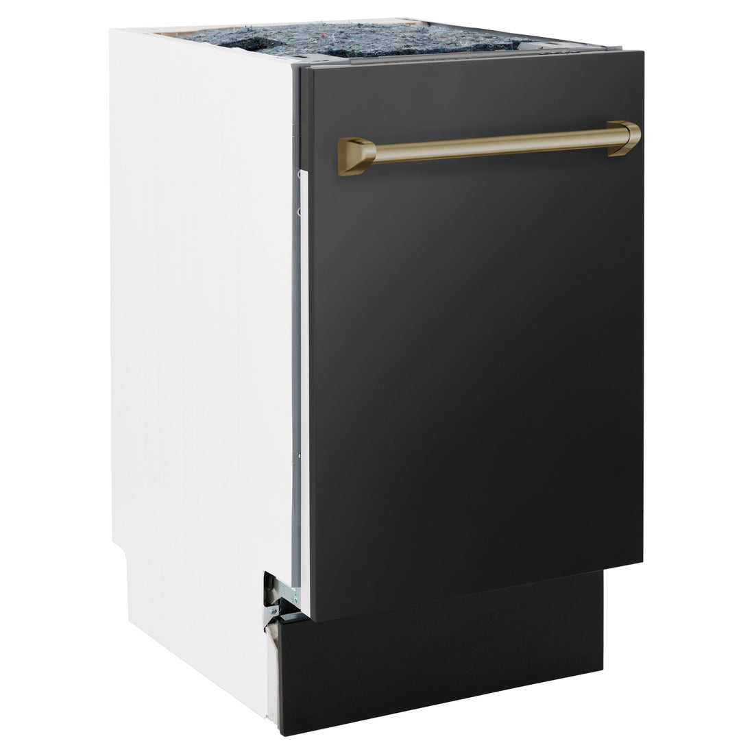 ZLINE Autograph Edition 18-Inch Dishwasher, Black Stainless Steel, Champagne Bronze Handle, DWVZ-BS-18-CB