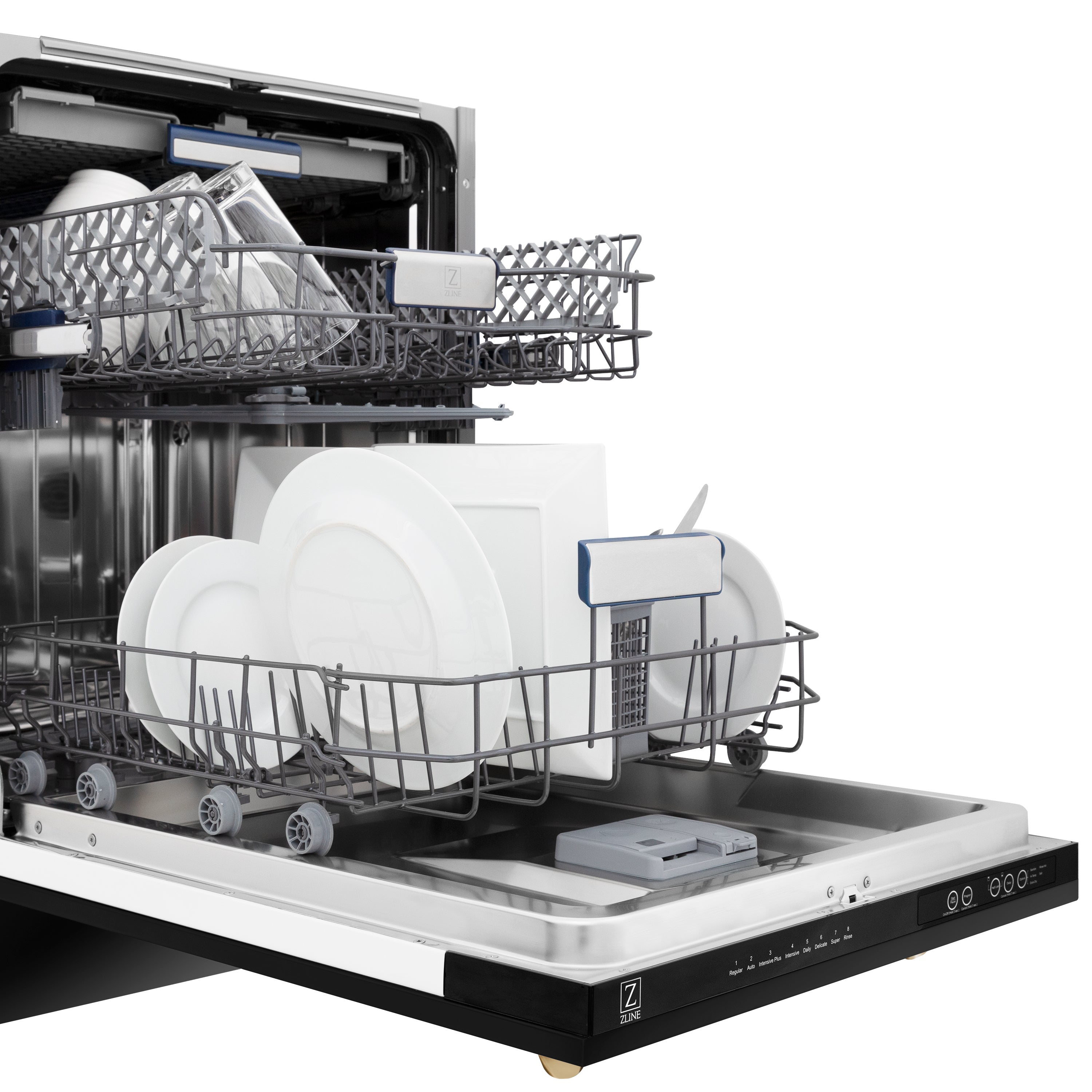 ZLINE Autograph Edition 18-Inch Dishwasher, Black Stainless Steel, Gold Handle, Model DWVZ-BS-18-G