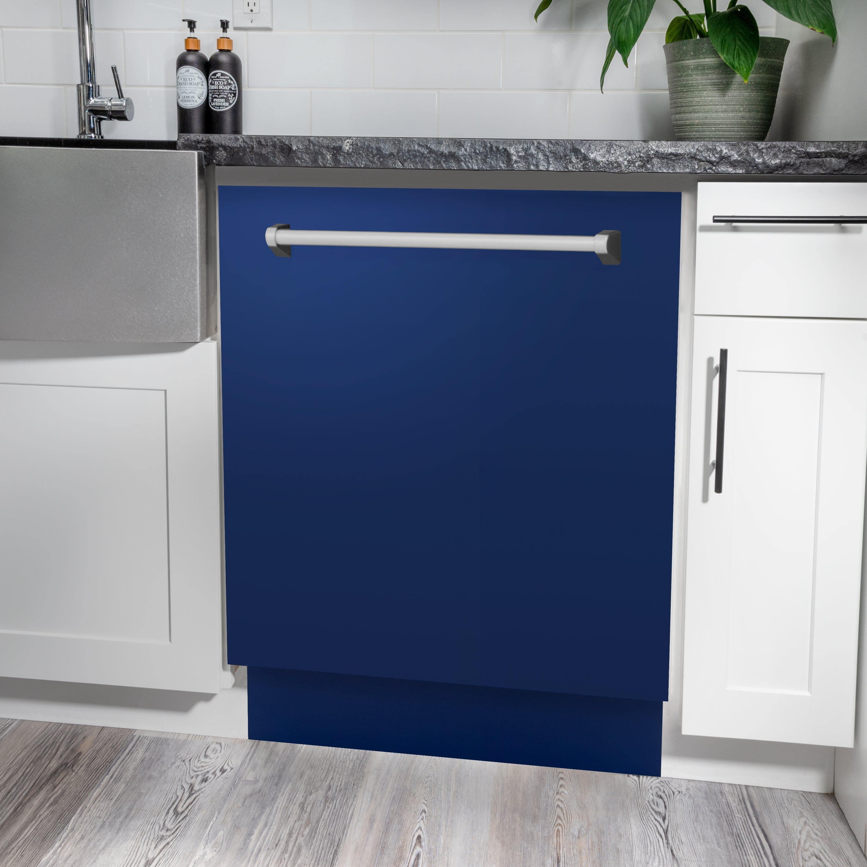 ZLINE Monument Series 24 Inch Top Control Dishwasher with 3rd Rack, Blue Gloss Finish, 45 dBA, DWMT-BG-24