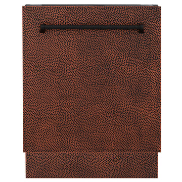 ZLINE 24 in. Top Control Tall Dishwasher in Hand Hammered Copper with 3rd Rack, DWV-HH-24