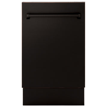 ZLINE 18-Inch Top Control Tall Tub Dishwasher with 3rd Rack, Oil Rubbed Bronze, Model DWV-ORB-18