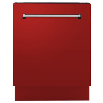 ZLINE 24-Inch Top Control Tall Tub Dishwasher with 3rd Rack, Red Matte, DWV-RM-24