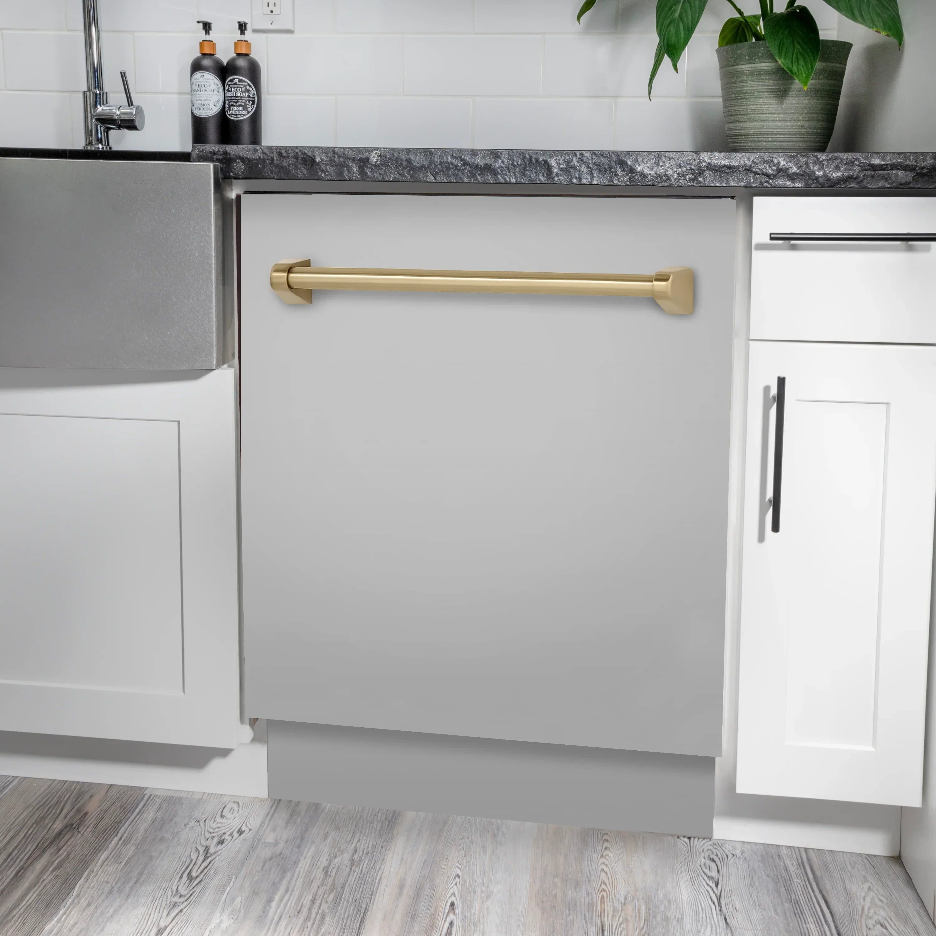 ZLINE Autograph Series 24-Inch Tall Built-In Dishwasher, Stainless Steel, Champagne Bronze Handle, DWVZ-304-24-CB