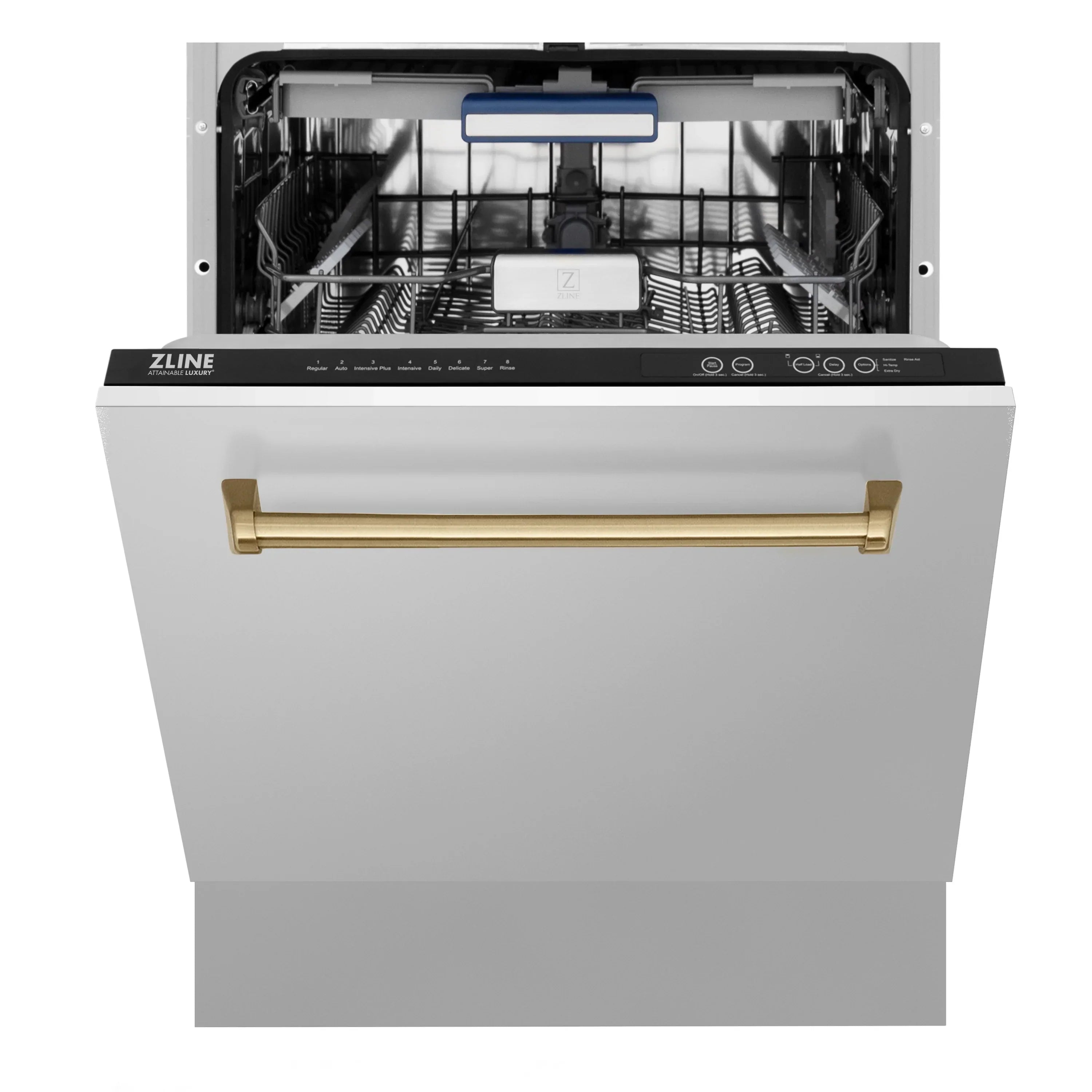ZLINE Autograph Series 24-Inch Tall Built-In Dishwasher, Stainless Steel, Champagne Bronze Handle, DWVZ-304-24-CB