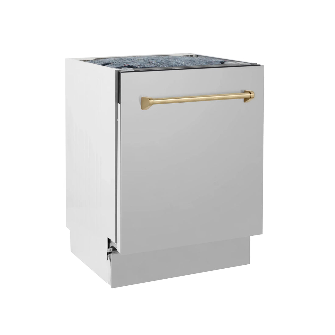 ZLINE Autograph Series 24-Inch Tall Built-In Dishwasher, Stainless Steel, Champagne Bronze Handle, DWVZ-304-24-CB