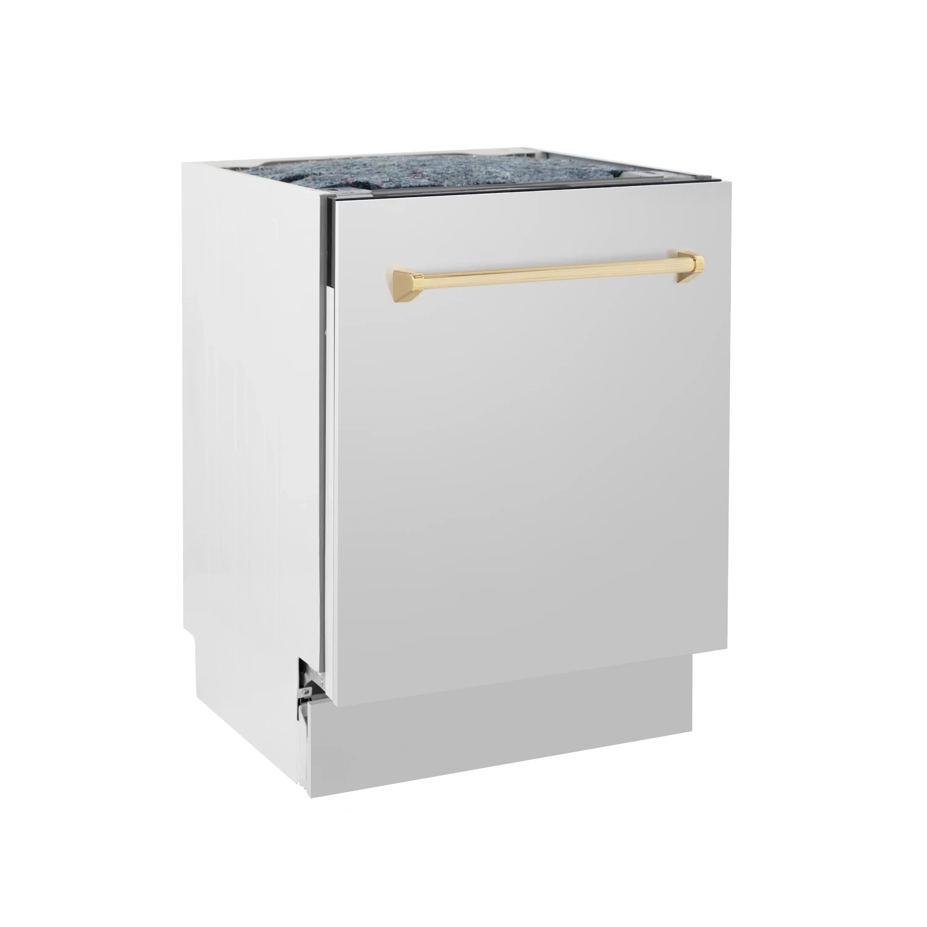 ZLINE Autograph Series 24-Inch Tall Built-In Dishwasher, Stainless Steel, Gold Handle, Model DWVZ-304-24-G