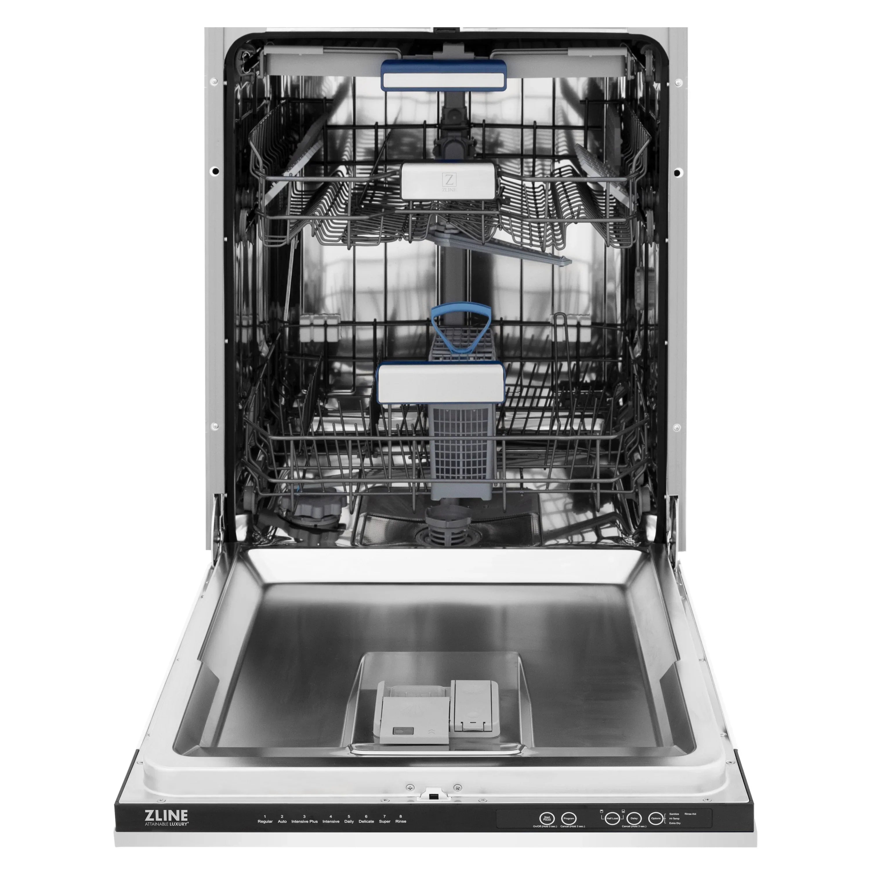 ZLINE Autograph Series 24" Tall Built-In Dishwasher, White Matte Finish, Gold Handle, Model DWVZ-WM-24-G