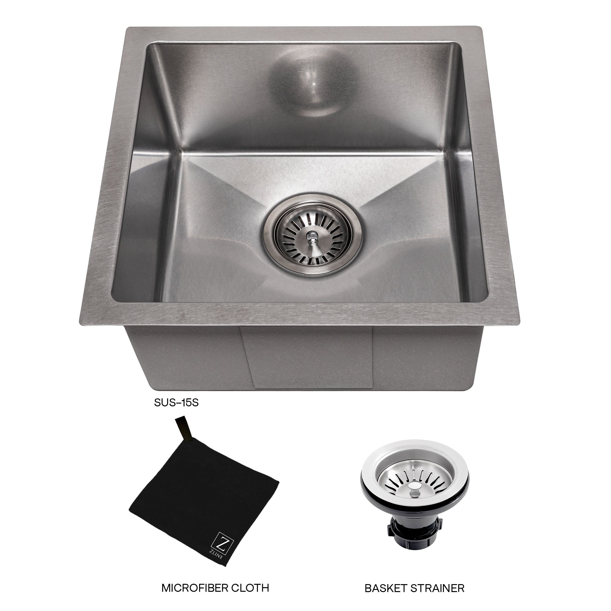 ZLINE 15" Boreal Undermount Single Bowl Satin Stainless Steel Bar Kitchen Sink, SUS-15S