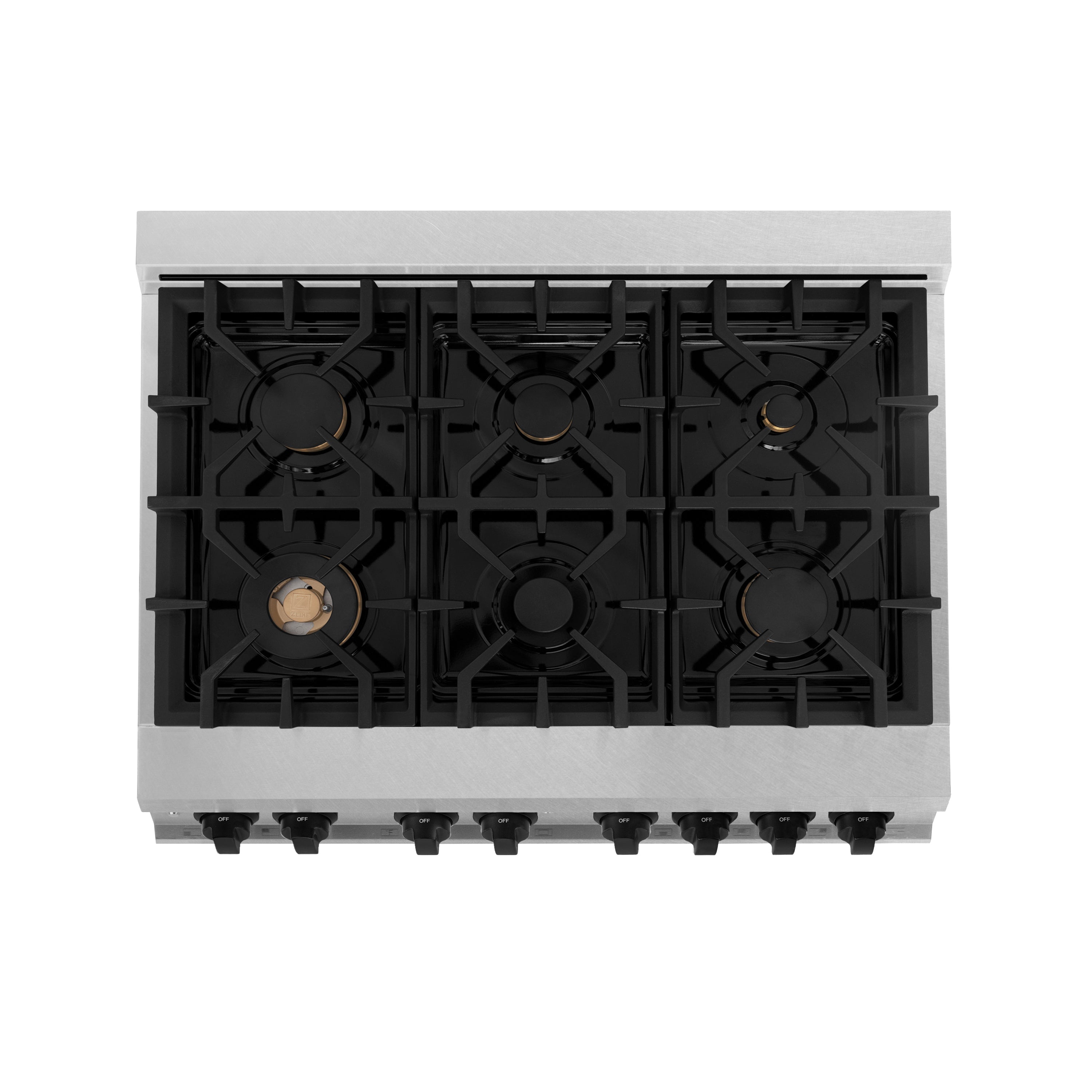 ZLINE Autograph Edition 36 in. 4.6 cu. ft. Dual Fuel Range with 6 Gas Burners and Electric Convection Oven, Satin Stainless Steel with White Matte Door and Matte Black Accents (Model RASZ-WM-36-MB)