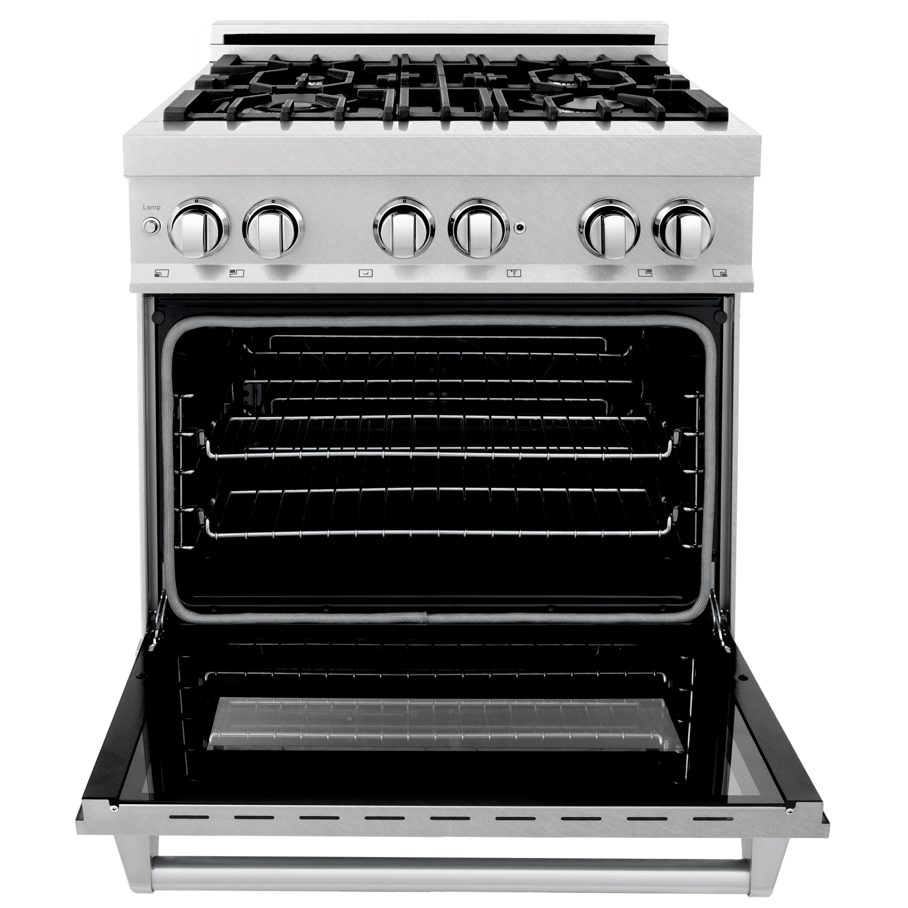 ZLINE 30-Inch Legacy Dual Fuel Range, 4 Burner Gas Cooktop with Griddle and 4.0 cu. ft. Electric Convection Oven, Satin Stainless Steel, Model RAS-SN-GR-30