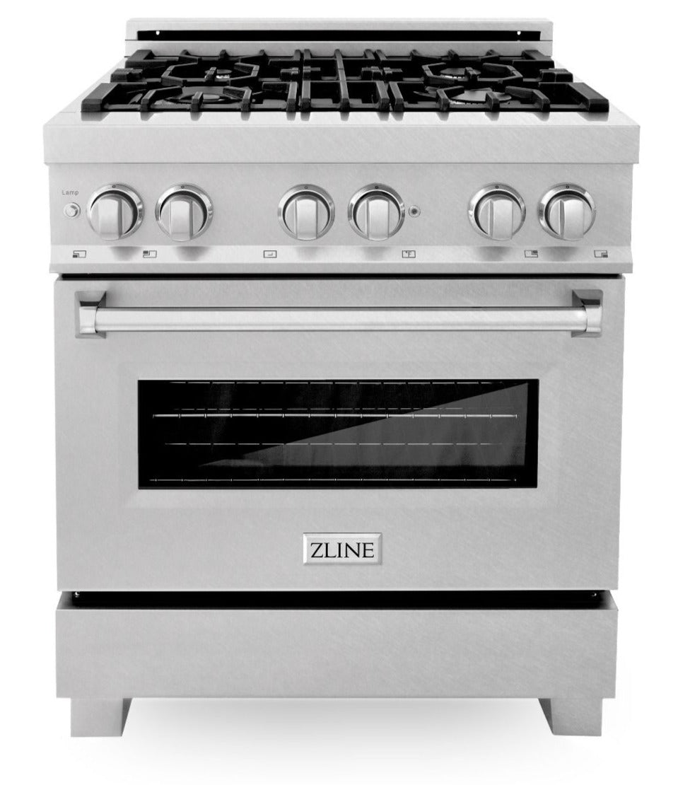 ZLINE Legacy 30-Inch Dual Fuel Range with 4-Burner Gas Cooktop, 4.0 cu. ft. Electric Convection Oven, Satin Stainless Steel (RAS-SN-30)