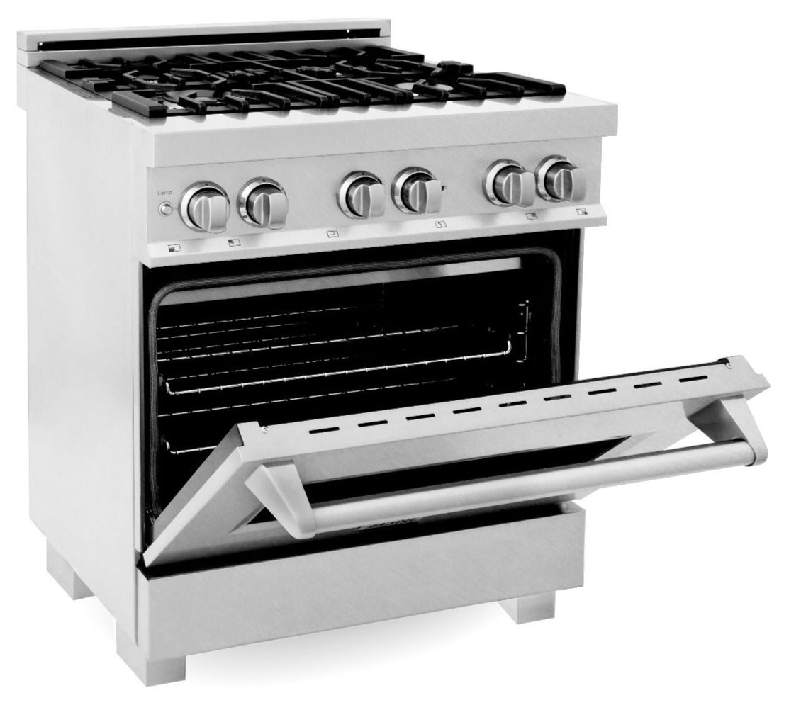 ZLINE Legacy 30-Inch Dual Fuel Range with 4-Burner Gas Cooktop, 4.0 cu. ft. Electric Convection Oven, Satin Stainless Steel (RAS-SN-30)
