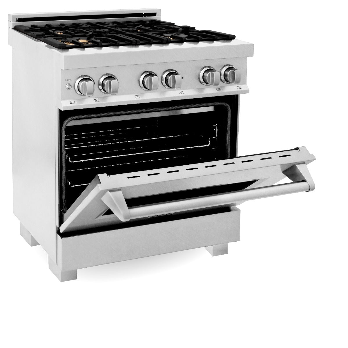 ZLINE Legacy 30 in. 4.0 cu. ft. Dual Fuel Range with 4 Brass Burners, Gas Cooktop and Electric Convection Oven, Satin Stainless Steel (RAS-SN-BR-30)