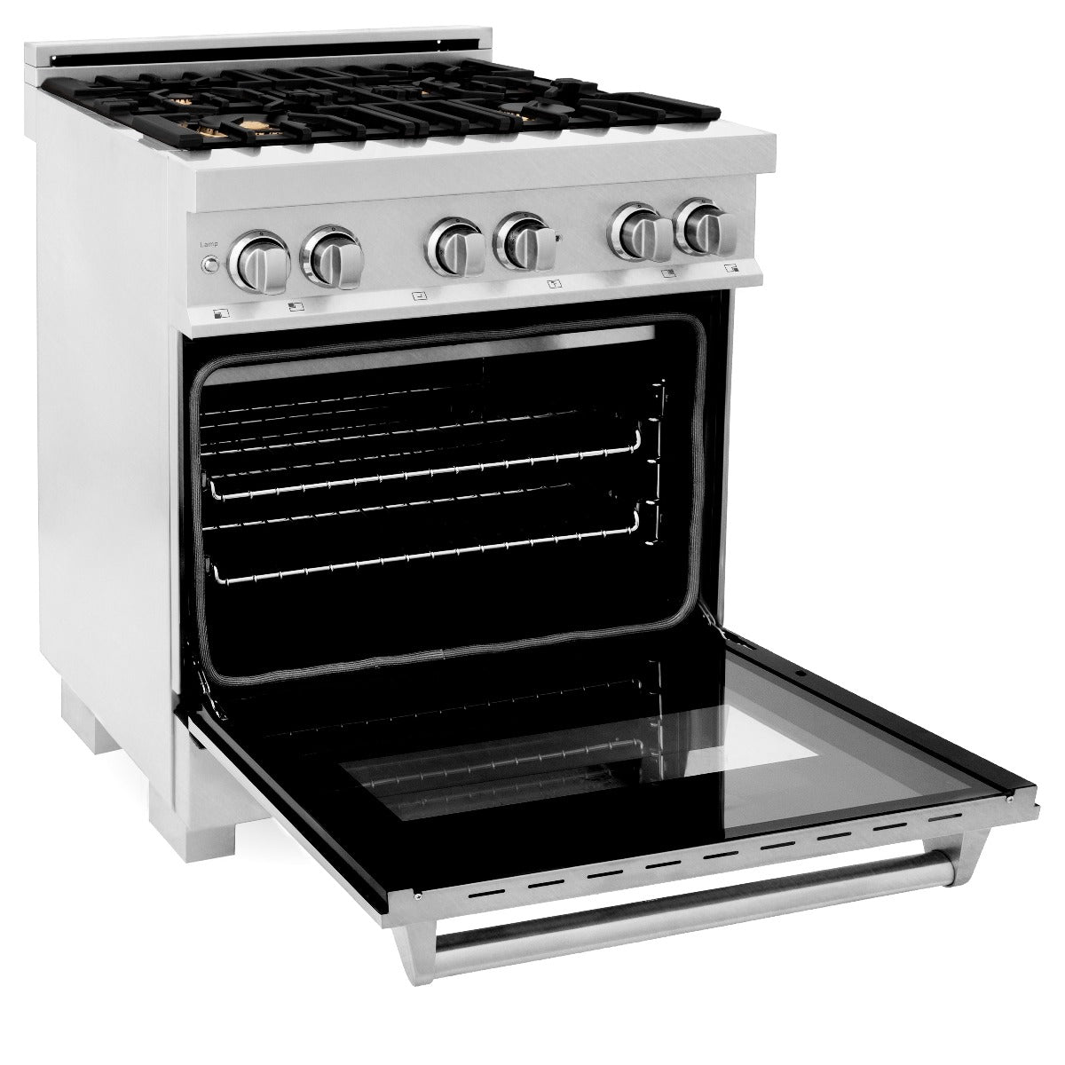 ZLINE Legacy 30 in. 4.0 cu. ft. Dual Fuel Range with 4 Brass Burners, Gas Cooktop and Electric Convection Oven, Satin Stainless Steel (RAS-SN-BR-30)