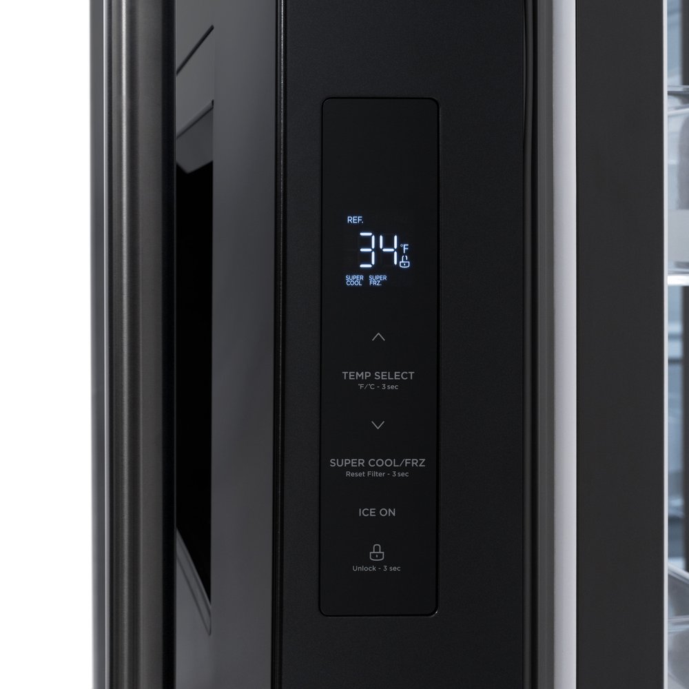 ZLINE 36 in. French Door Refrigerator 28.9 cu. ft. Standard-Depth Black Stainless Steel Water Dispenser Dual Ice Maker (RSM-W-36-BS)