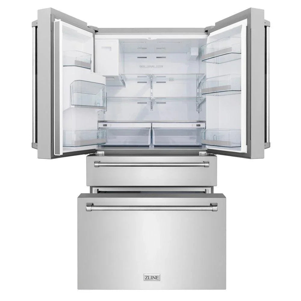 ZLINE 36 in French Door Refrigerator 21.6 cu. ft Capacity Water & Ice Dispenser Water Filter Stainless Steel (RFM-W-WF-36)