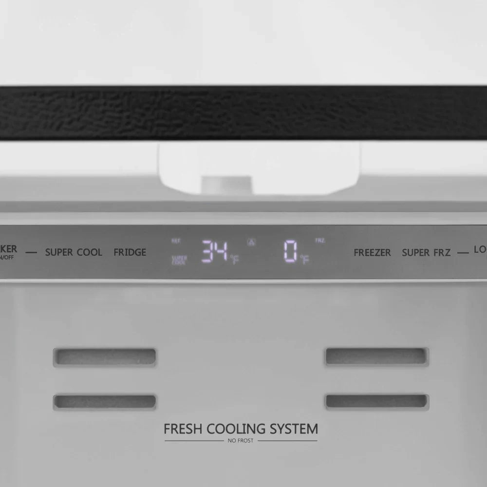 ZLINE 36 in. Refrigerator 22.5 cu. ft. Built-In French Door with Ice Maker Fingerprint Resistant Stainless Steel Matte Black Accents (RFMZ-36-MB)