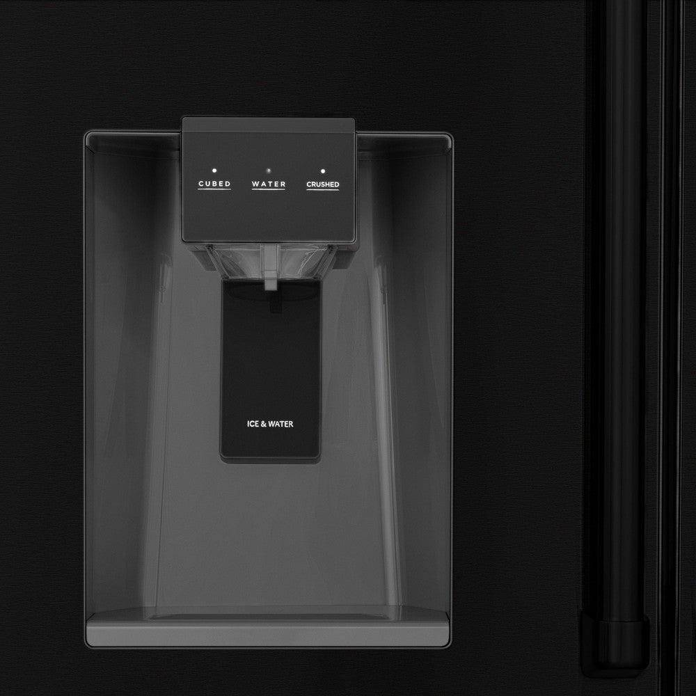 ZLINE 36 in. Built-In Refrigerator with Water & Ice Dispenser, Black Finish with Champagne Bronze Handles (RFMZ-W36-BS-FCB)
