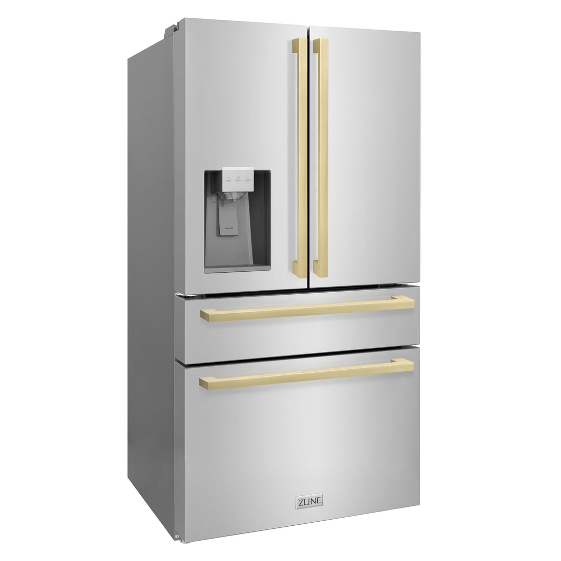 ZLINE 36 in. Refrigerator French Door Water & Ice Dispenser Champagne Bronze Handles (RFMZ-W-36-FCB)