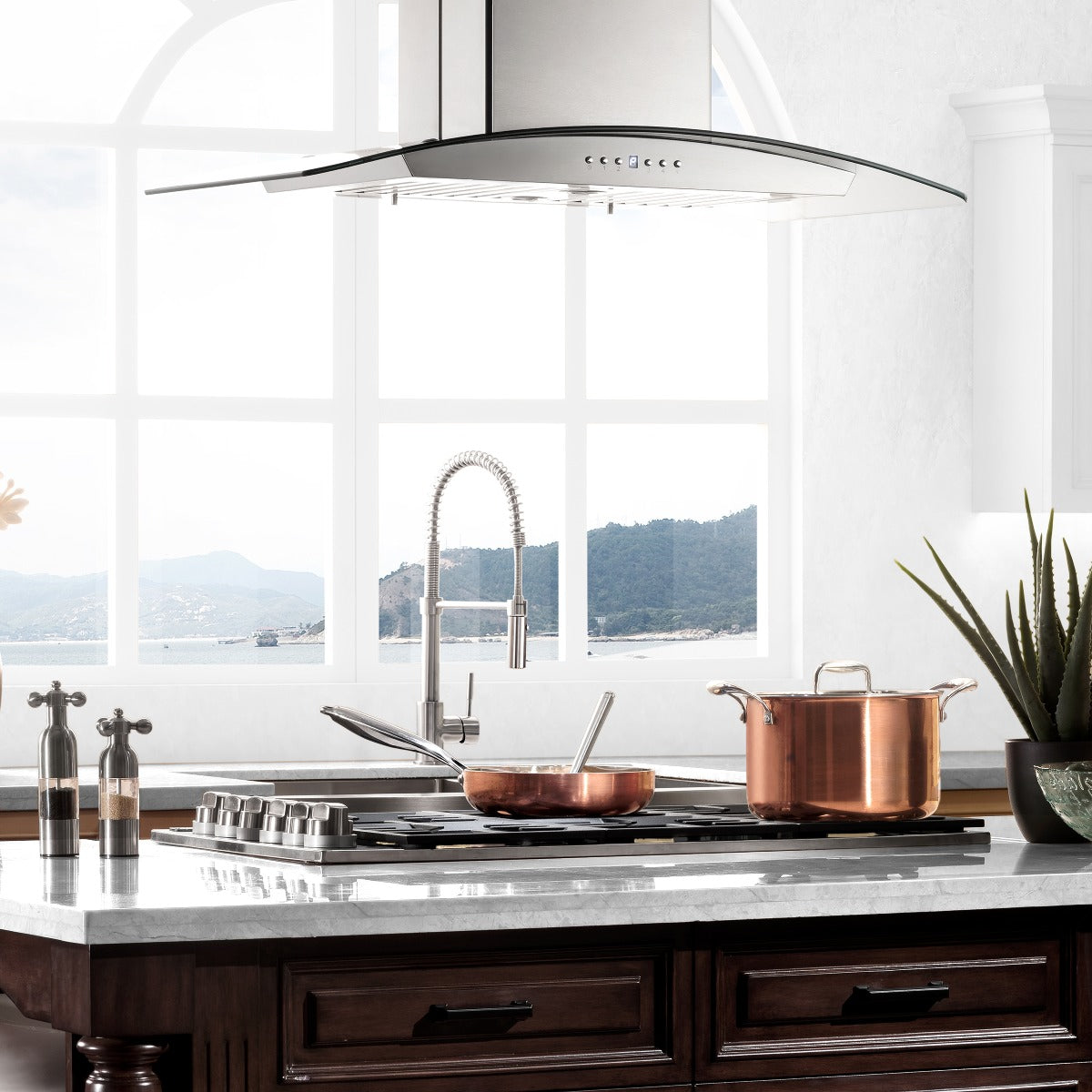 ZLINE 30" Gas Cooktop with 4 Gas Brass Burners and Black Porcelain Top, RC-BR-30-PBT