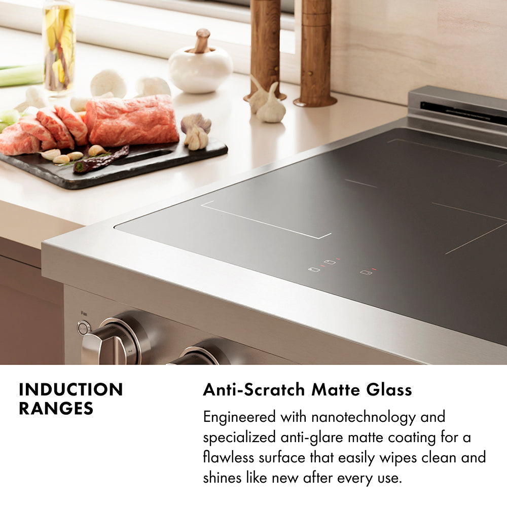 ZLINE 24 in. Induction Range 3.2 cu. ft. Electric Convection Oven 3 Element Cooktop Stainless Steel Champagne Bronze Accents (SINRZ-24-CB)