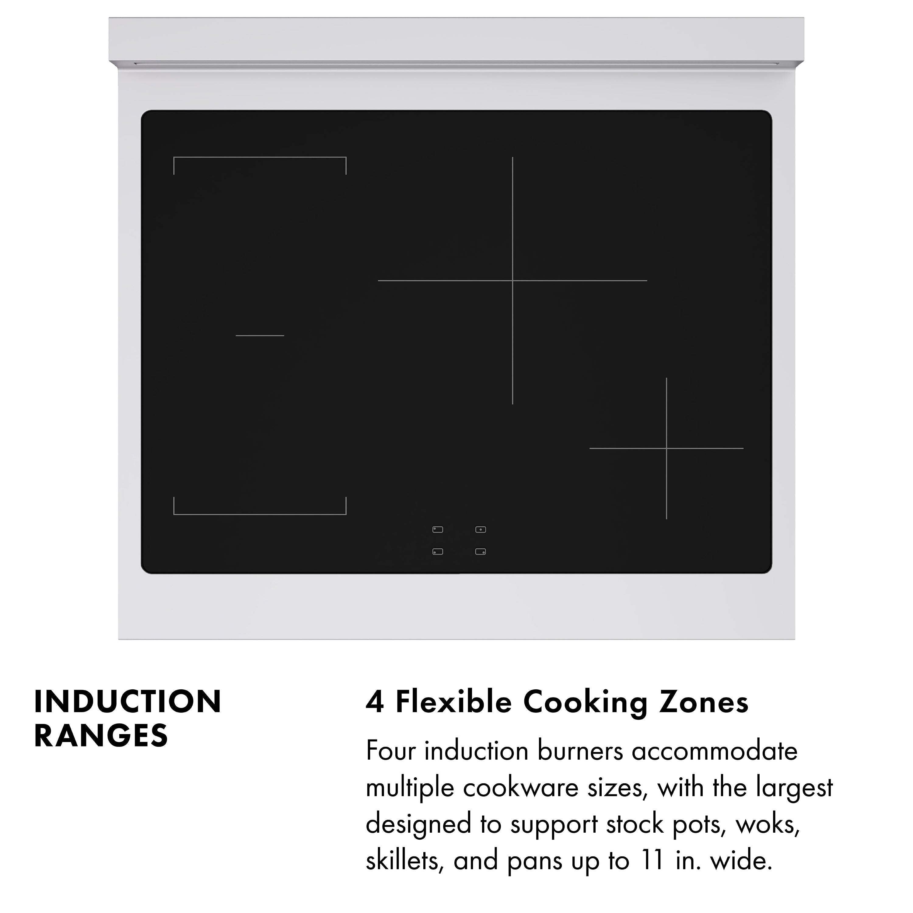 ZLINE 30 in. Induction Range 4.2 cu. ft. 4 Element Cooktop Electric Oven Satin Stainless Steel Polished Gold Accents (SINRSZ-30-G)