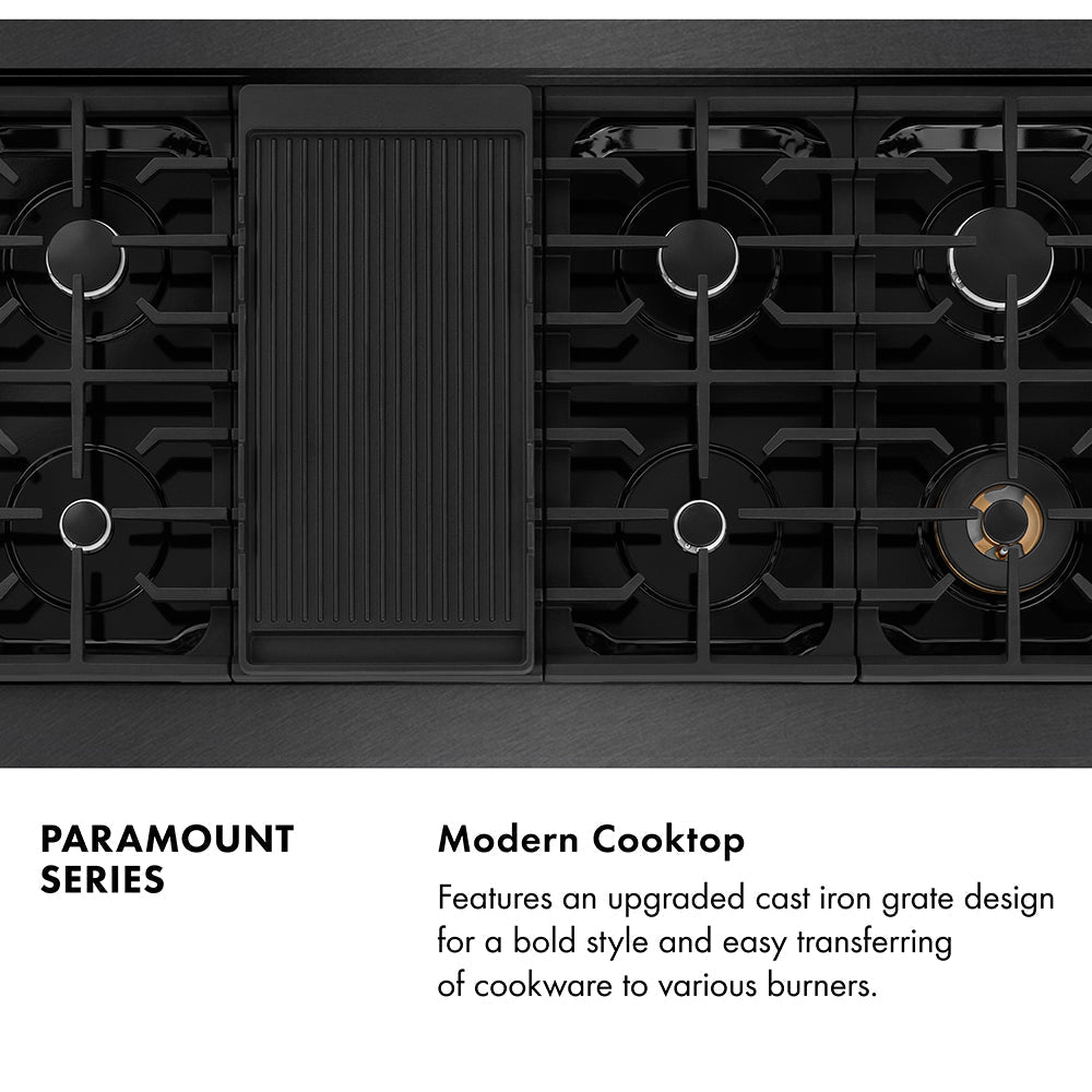 ZLINE 48 in. Dual Fuel Range Double Oven 6.7 cu. ft. 8 Burner Gas Cooktop Black Satin Stainless Steel (SDRBS-48)