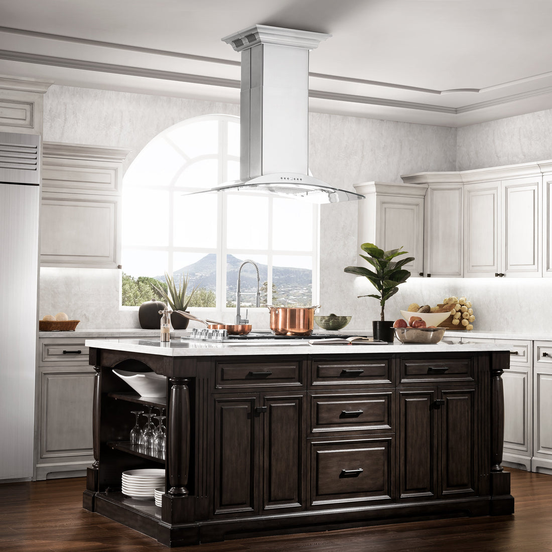 ZLINE 30 in. Island Mount Range Hood 400 CFM Stainless Steel Built-In Bluetooth Speakers (GL9iCRN-BT-30)